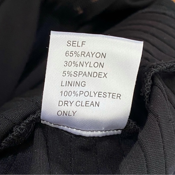 TADASHI SHOJI BLACK RIBBED ONE SHOULDER FLARE MERMAID BOTTOM DRESS GOWN - Picture 9 of 10